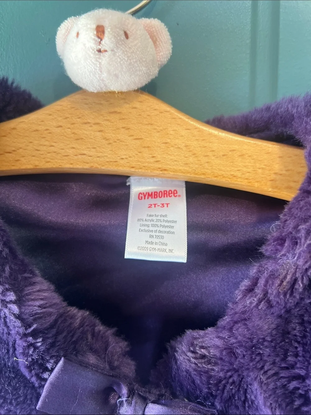 Gymboree Purple Faux Fur Hooded Vest with Satin Bow